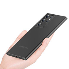 Handyhülle Hülle Ultra Dünn Hartschalen Schutzhülle Tasche Durchsichtig Transparent Matt H01 für Samsung Galaxy S23 Ultra 5G Schwarz
