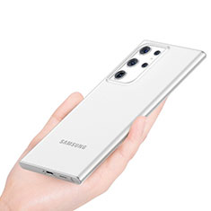 Handyhülle Hülle Ultra Dünn Hartschalen Schutzhülle Tasche Durchsichtig Transparent Matt H01 für Samsung Galaxy S23 Ultra 5G Weiß
