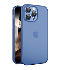 Handyhülle Hülle Ultra Dünn Schutzhülle Hartschalen Tasche Durchsichtig Transparent Matt QC für Apple iPhone 15 Pro Blau