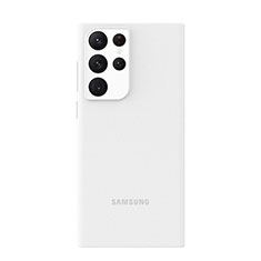 Handyhülle Hülle Ultra Dünn Schutzhülle Hartschalen Tasche Durchsichtig Transparent Matt U01 für Samsung Galaxy S22 Ultra 5G Weiß