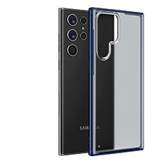 Handyhülle Hülle Ultra Dünn Schutzhülle Hartschalen Tasche Durchsichtig Transparent Matt U04 für Samsung Galaxy S22 Ultra 5G Blau