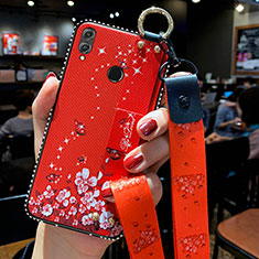 Handyhülle Silikon Hülle Gummi Schutzhülle Blumen für Huawei Honor 10 Lite Rot