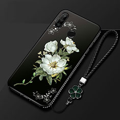 Handyhülle Silikon Hülle Gummi Schutzhülle Blumen für Huawei Honor 20E Schwarz
