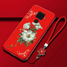 Handyhülle Silikon Hülle Gummi Schutzhülle Blumen für Huawei Mate 30 Lite Rot