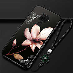 Handyhülle Silikon Hülle Gummi Schutzhülle Blumen für Huawei Nova 5z Braun