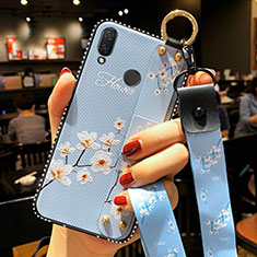 Handyhülle Silikon Hülle Gummi Schutzhülle Blumen für Huawei P Smart Z Hellblau