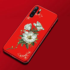 Handyhülle Silikon Hülle Gummi Schutzhülle Blumen für Huawei P30 Pro New Edition Fuchsie