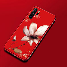 Handyhülle Silikon Hülle Gummi Schutzhülle Blumen für Huawei P30 Pro New Edition Rot