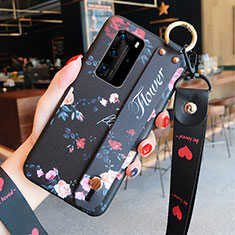 Handyhülle Silikon Hülle Gummi Schutzhülle Blumen für Huawei P40 Pro Rot