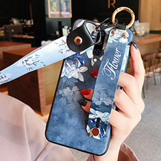 Handyhülle Silikon Hülle Gummi Schutzhülle Blumen für OnePlus 8 Blau