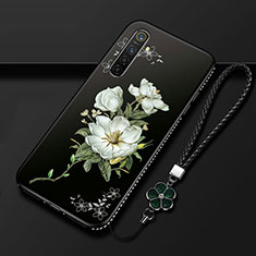 Handyhülle Silikon Hülle Gummi Schutzhülle Blumen für Realme X2 Weiß