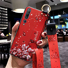 Handyhülle Silikon Hülle Gummi Schutzhülle Blumen für Xiaomi Mi 10 Pro Rot