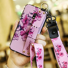 Handyhülle Silikon Hülle Gummi Schutzhülle Blumen für Xiaomi Redmi 8A Violett