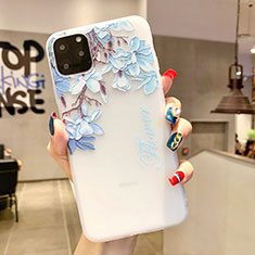 Handyhülle Silikon Hülle Gummi Schutzhülle Blumen H18 für Apple iPhone 11 Pro Hellblau