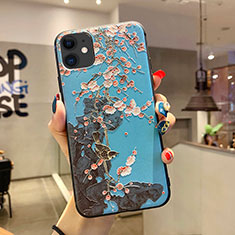 Handyhülle Silikon Hülle Gummi Schutzhülle Blumen H20 für Apple iPhone 11 Blau