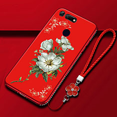 Handyhülle Silikon Hülle Gummi Schutzhülle Blumen K01 für Huawei Honor V20 Rot