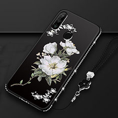 Handyhülle Silikon Hülle Gummi Schutzhülle Blumen K01 für Huawei Nova 4e Schwarz