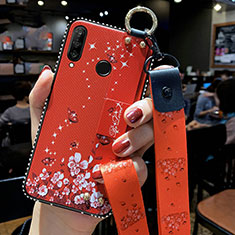 Handyhülle Silikon Hülle Gummi Schutzhülle Blumen K02 für Huawei Honor 20 Lite Rot