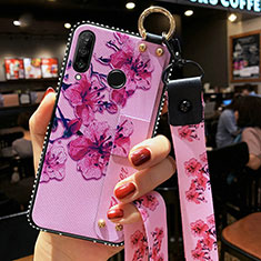 Handyhülle Silikon Hülle Gummi Schutzhülle Blumen K02 für Huawei P Smart+ Plus (2019) Violett