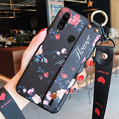 Handyhülle Silikon Hülle Gummi Schutzhülle Blumen K02 für Huawei P30 Lite New Edition Schwarz