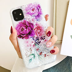 Handyhülle Silikon Hülle Gummi Schutzhülle Blumen S01 für Apple iPhone 11 Violett
