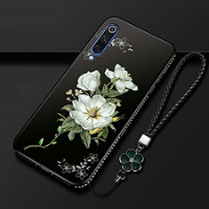 Handyhülle Silikon Hülle Gummi Schutzhülle Blumen S01 für Samsung Galaxy A70 Weiß