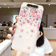 Handyhülle Silikon Hülle Gummi Schutzhülle Blumen S01 für Samsung Galaxy A90 4G Rosa