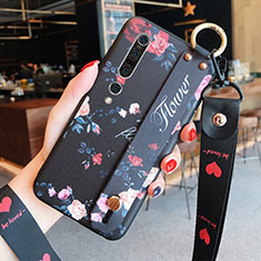 Handyhülle Silikon Hülle Gummi Schutzhülle Blumen S01 für Xiaomi Mi 10 Pro Schwarz