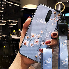 Handyhülle Silikon Hülle Gummi Schutzhülle Blumen S01 für Xiaomi Poco X2 Hellblau
