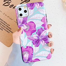 Handyhülle Silikon Hülle Gummi Schutzhülle Blumen S04 für Apple iPhone 11 Pro Violett