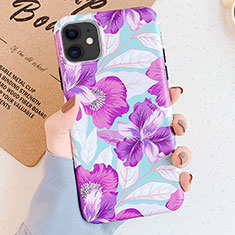 Handyhülle Silikon Hülle Gummi Schutzhülle Blumen S04 für Apple iPhone 11 Violett