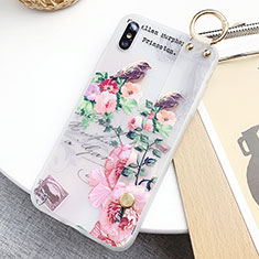Handyhülle Silikon Hülle Gummi Schutzhülle Blumen S05 für Apple iPhone X Rosegold