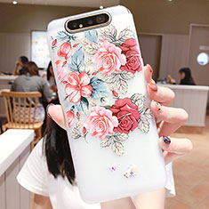 Handyhülle Silikon Hülle Gummi Schutzhülle Blumen S05 für Samsung Galaxy A80 Plusfarbig