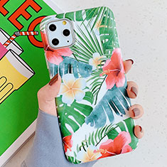 Handyhülle Silikon Hülle Gummi Schutzhülle Blumen S06 für Apple iPhone 11 Pro Max Grün