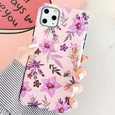 Handyhülle Silikon Hülle Gummi Schutzhülle Blumen S07 für Apple iPhone 11 Pro Max Violett