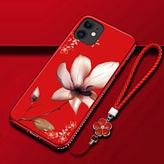 Handyhülle Silikon Hülle Gummi Schutzhülle Flexible Blumen für Apple iPhone 12 Fuchsie