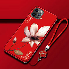 Handyhülle Silikon Hülle Gummi Schutzhülle Flexible Blumen für Apple iPhone 12 Pro Fuchsie