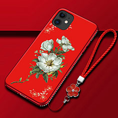 Handyhülle Silikon Hülle Gummi Schutzhülle Flexible Blumen für Apple iPhone 12 Rot
