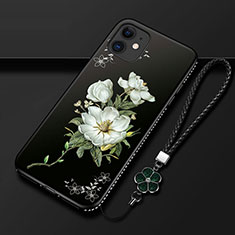 Handyhülle Silikon Hülle Gummi Schutzhülle Flexible Blumen für Apple iPhone 12 Schwarz