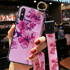 Handyhülle Silikon Hülle Gummi Schutzhülle Flexible Blumen für Huawei Enjoy 10e Violett