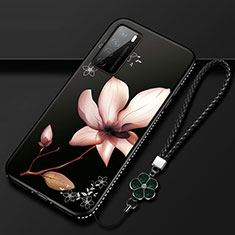 Handyhülle Silikon Hülle Gummi Schutzhülle Flexible Blumen für Huawei Honor Play4 5G Braun