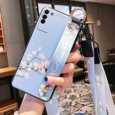 Handyhülle Silikon Hülle Gummi Schutzhülle Flexible Blumen für Huawei Honor X10 5G Cyan
