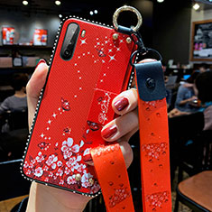 Handyhülle Silikon Hülle Gummi Schutzhülle Flexible Blumen für Huawei Mate 40 Lite 5G Rot