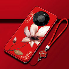Handyhülle Silikon Hülle Gummi Schutzhülle Flexible Blumen für Huawei Mate 40 Pro+ Plus Fuchsie