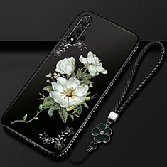 Handyhülle Silikon Hülle Gummi Schutzhülle Flexible Blumen für Huawei Nova 5 Weiß
