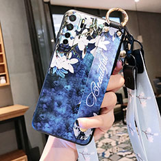 Handyhülle Silikon Hülle Gummi Schutzhülle Flexible Blumen für Huawei Nova 7 SE 5G Blau