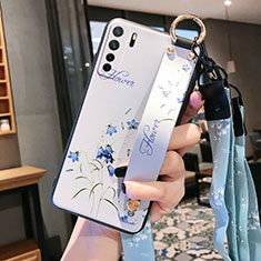 Handyhülle Silikon Hülle Gummi Schutzhülle Flexible Blumen für Huawei Nova 7 SE 5G Weiß