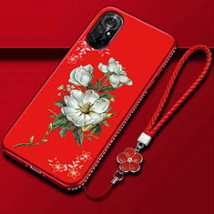Handyhülle Silikon Hülle Gummi Schutzhülle Flexible Blumen für Huawei Nova 8 5G Rot