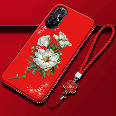 Handyhülle Silikon Hülle Gummi Schutzhülle Flexible Blumen für Huawei Nova 8 Pro 5G Rot