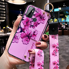 Handyhülle Silikon Hülle Gummi Schutzhülle Flexible Blumen für Oppo A53s Violett